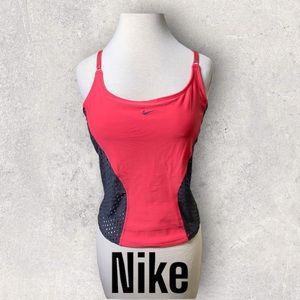 Coral pink and dark grey mesh sides Nike racerback workout/running top